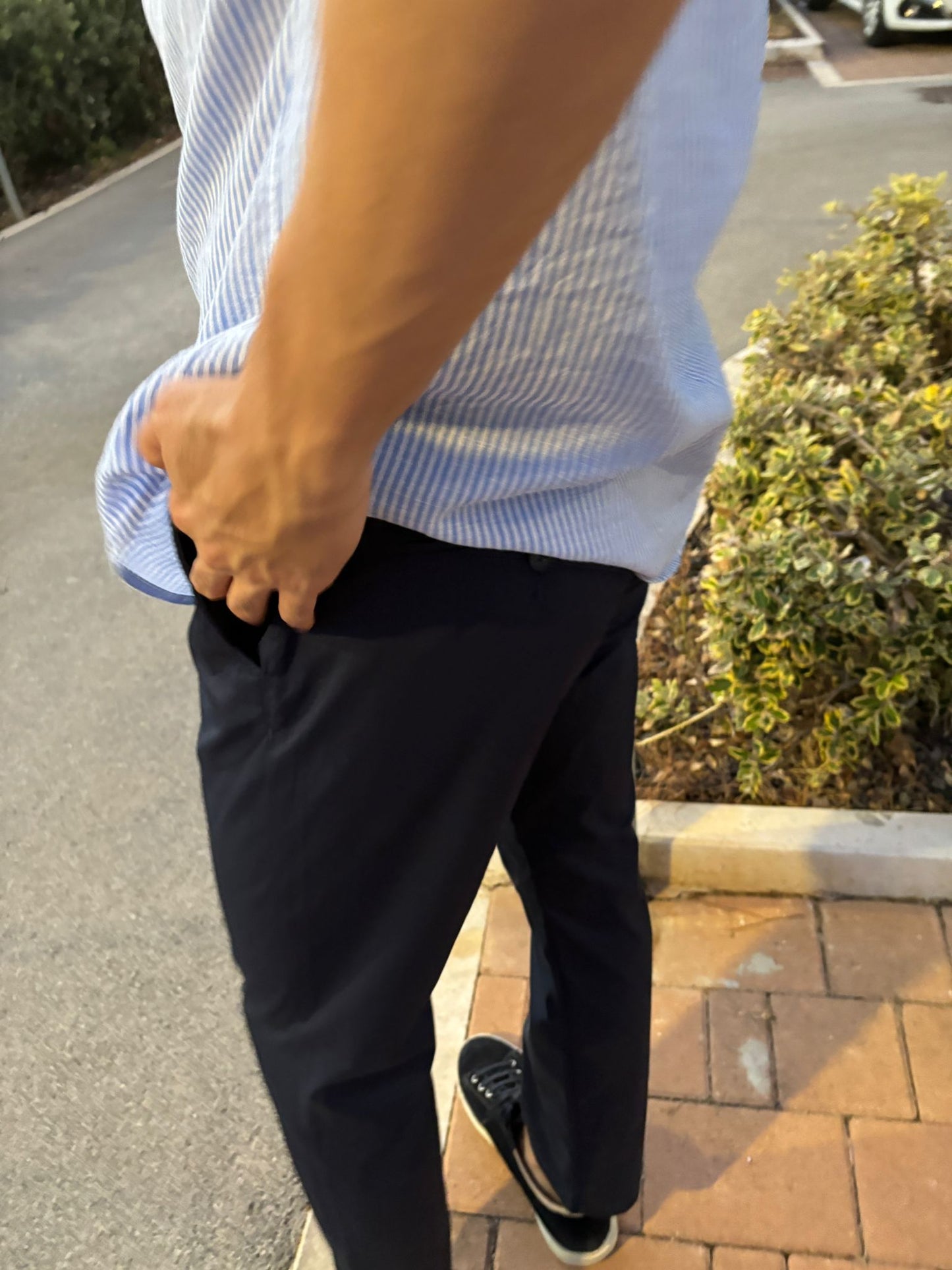 Camicia a Maniche Lunghe Rigata Celeste - Old Money Style