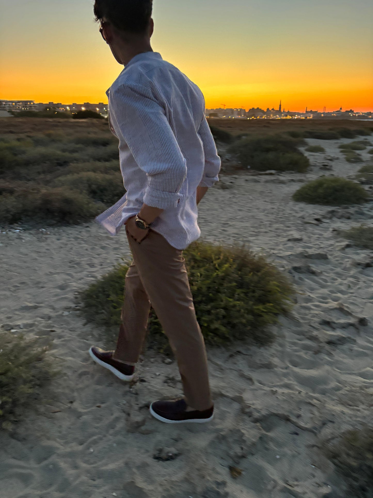 Camicia a Maniche Lunghe Rigata Beige - Old Money Style