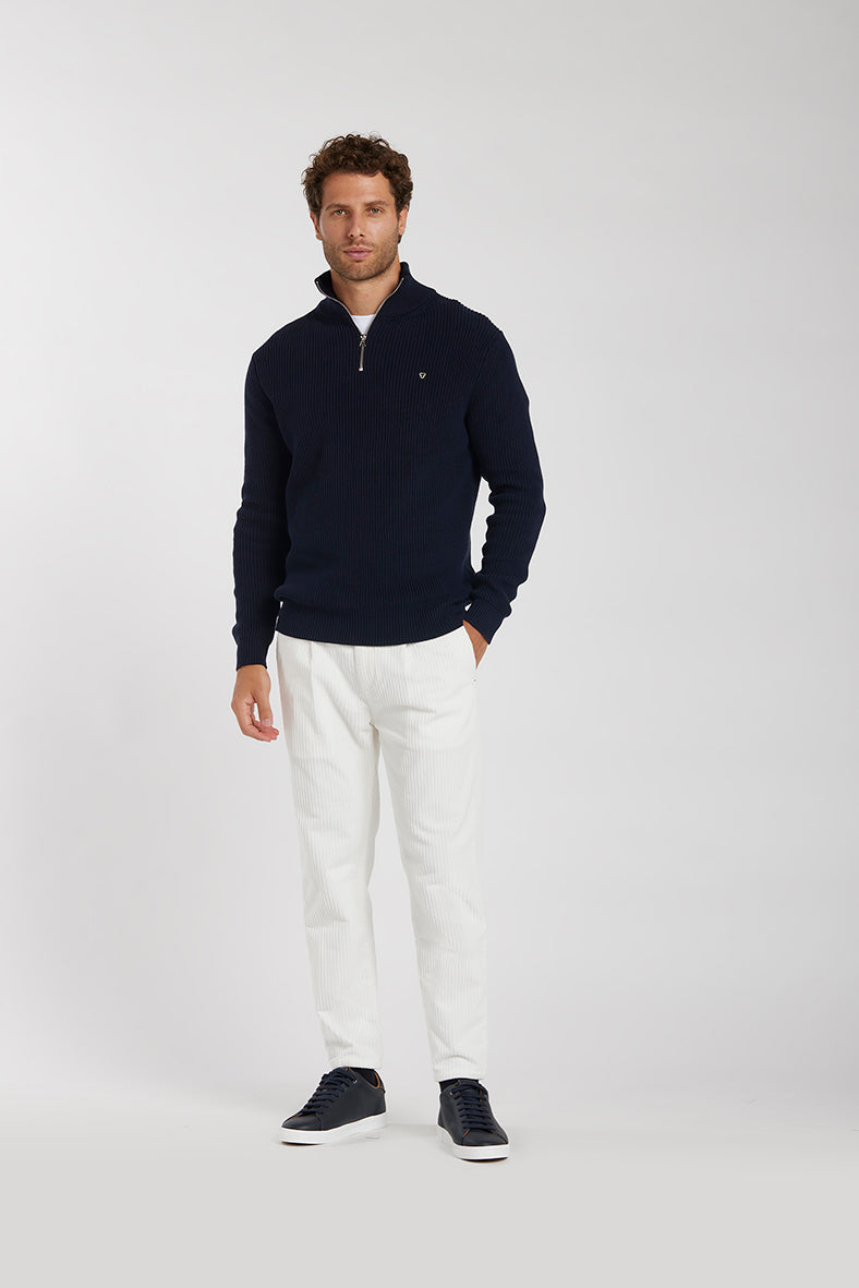 Maglia 1/4 zip Nero - Old Money Style