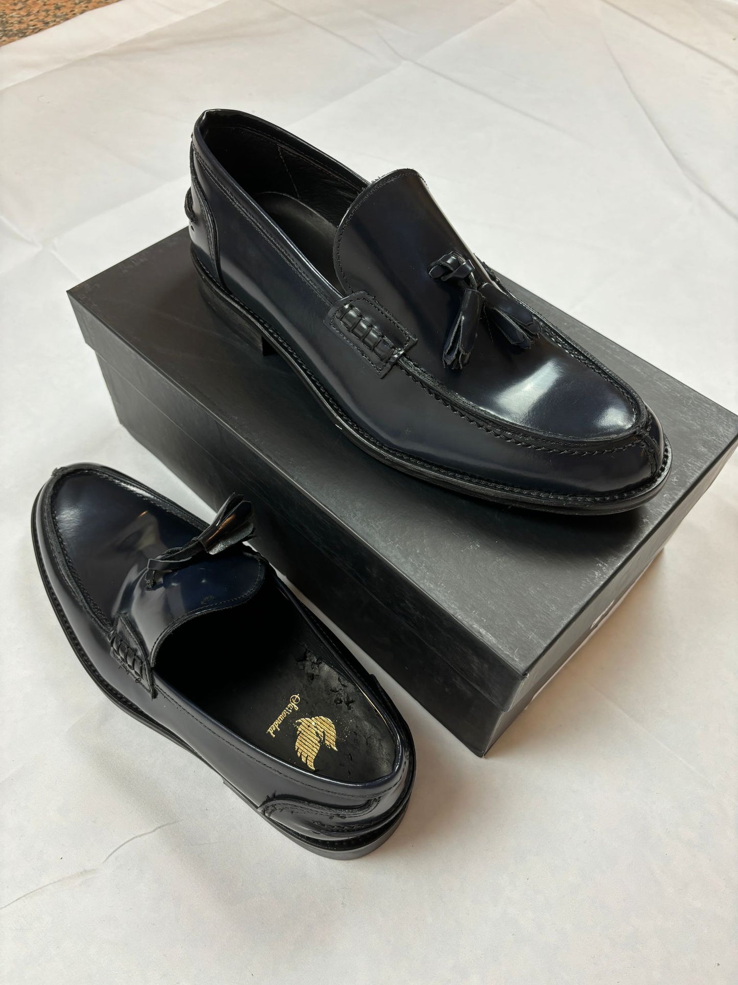 Mocassino in Pelle con Ciacciolo blu - Made In Italy