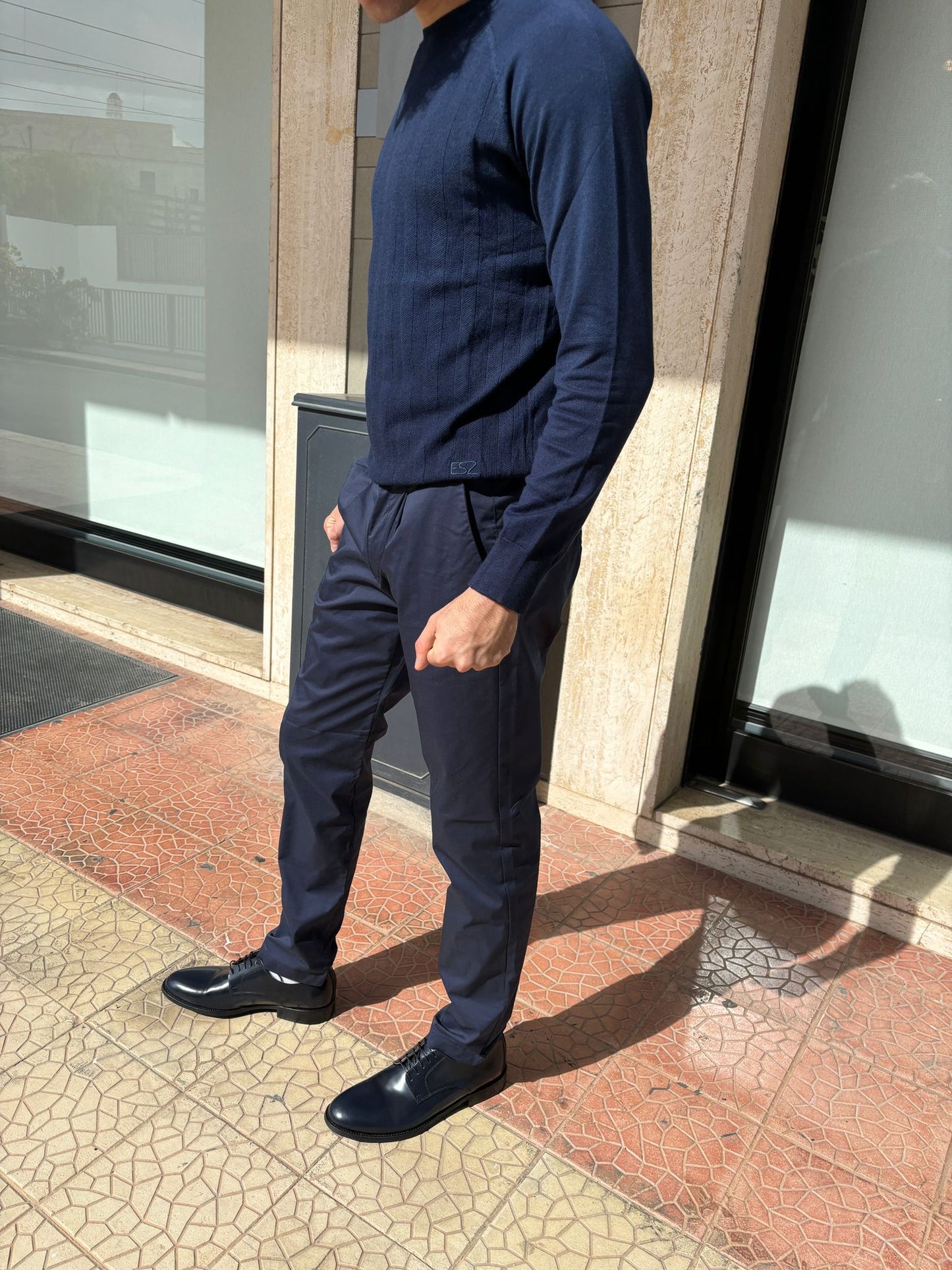 Mocassino in Pelle con Lacci blu - Made in Italy